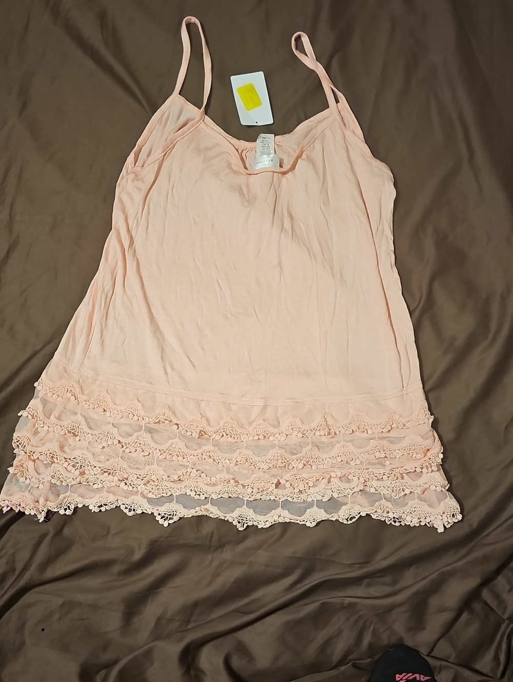 Bellino Clothing Peach Lace-Trim Camisole